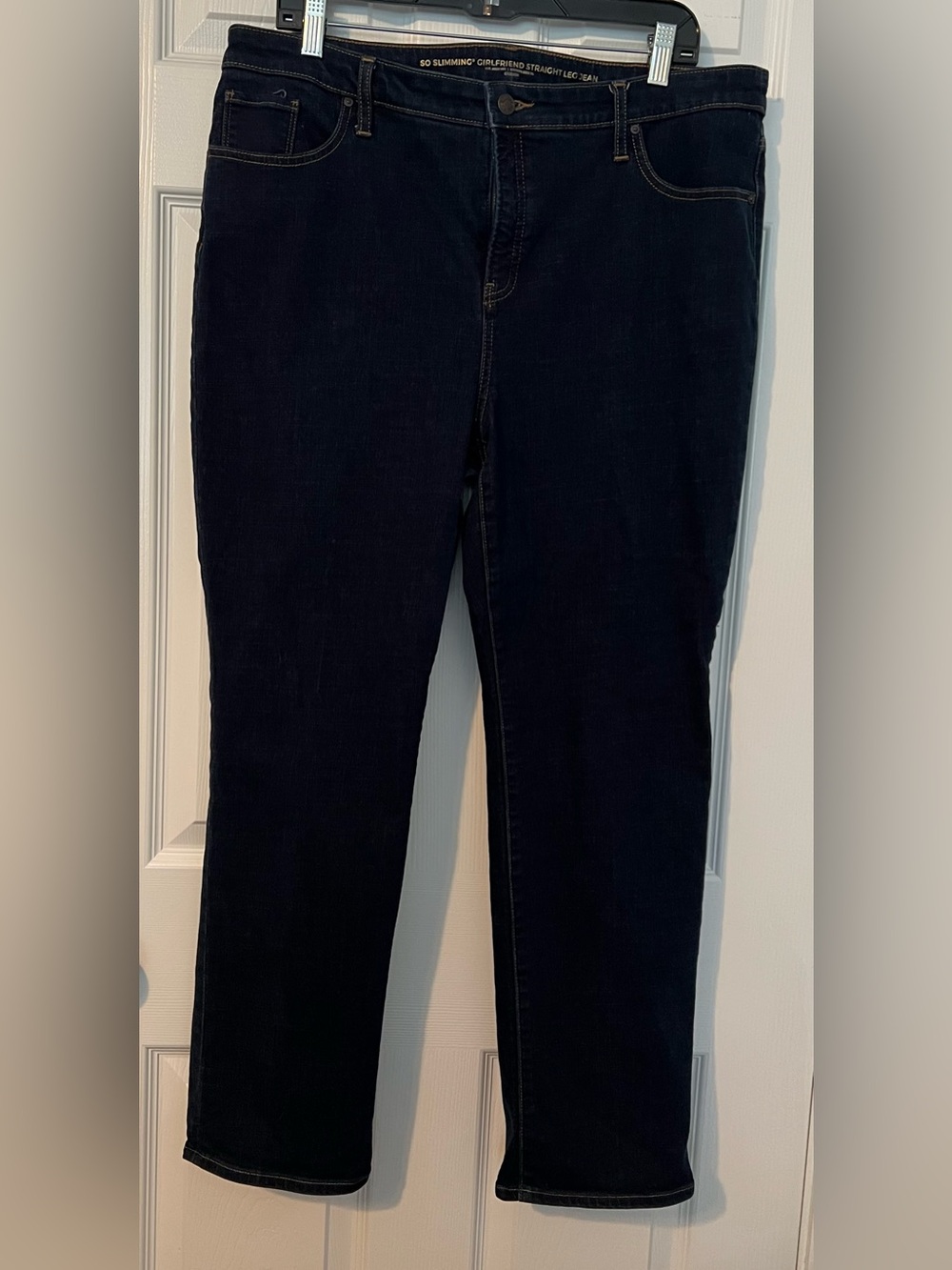 Chico's So Slimming Girlfriend Straight Leg Jeans Dark Wash 16 Short EUC